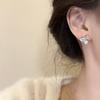 Bow Pearl Stud Earrings Women's Fashion Personality Versatile Diamond Ear Jewelry Gifts for Girlfriends