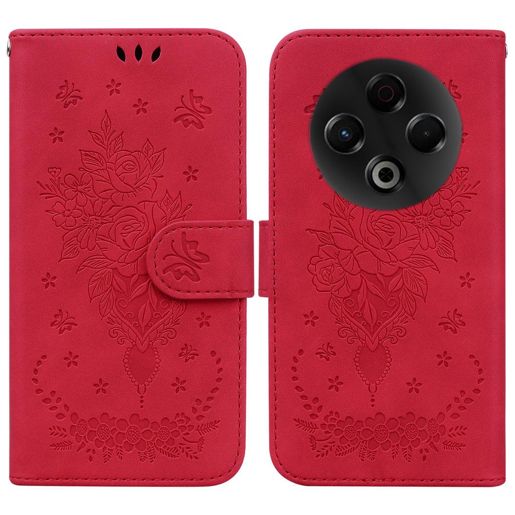 For TECNO Spark 30 4G Case Butterfly Flower Imprint PU Leather Wallet Phone Cover with Strap