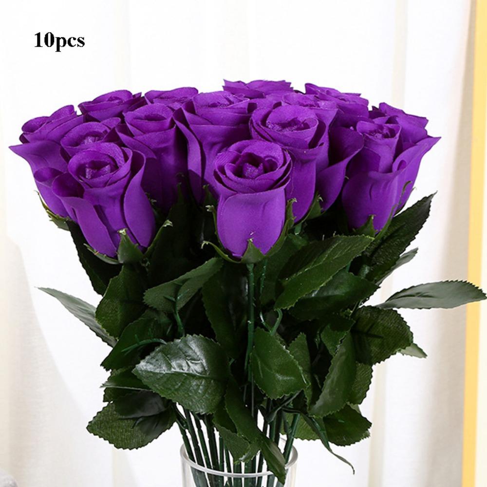 

10 Colors Real Happy Flower 10 Heads Crystal Grass Bouquet Rose Flowers Decorative Home Decorative фиолетовый
