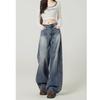 Jeans larghi a vita alta da donna con dettaglio cucitura vestibilità morbida pantaloni in denim lavaggio vintage oversize XS-4XL