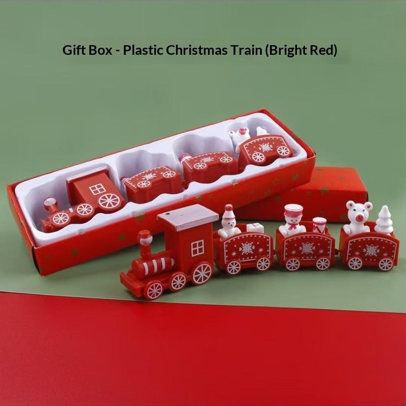 Christmas Mini Train With Snowman Bear Figurines Snowflake Patterns For Holiday Table Decor Xmas Gifts