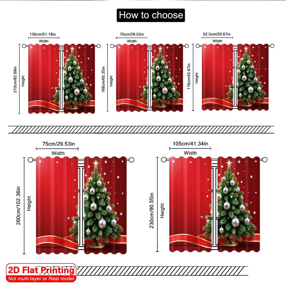 2pcs 2D Flat Printing Christmas Drapes Christmas Tree Snowflakes Baubles Festive Ribbon Polyester Without Electricity Family