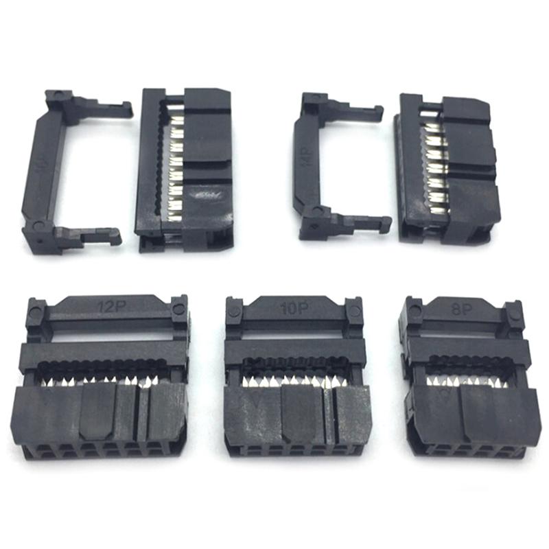 10Pcs 6/8/10/12/14-50Pin Idc Socket Plug Ribbon Cable Connector 2.54Mm Pitch