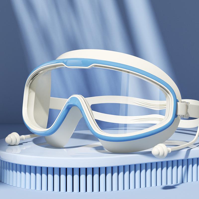 Swimming Goggles with Big Frame HD Lens and Anti-fog Waterproof Swim Goggles for Adults Shower Pool Use by Men Women