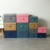 Linen Fabric Storage Basket with Lids Collapsible Sundries Storage Box Toys Books Organizer for Living Room Bedroom Dormitory