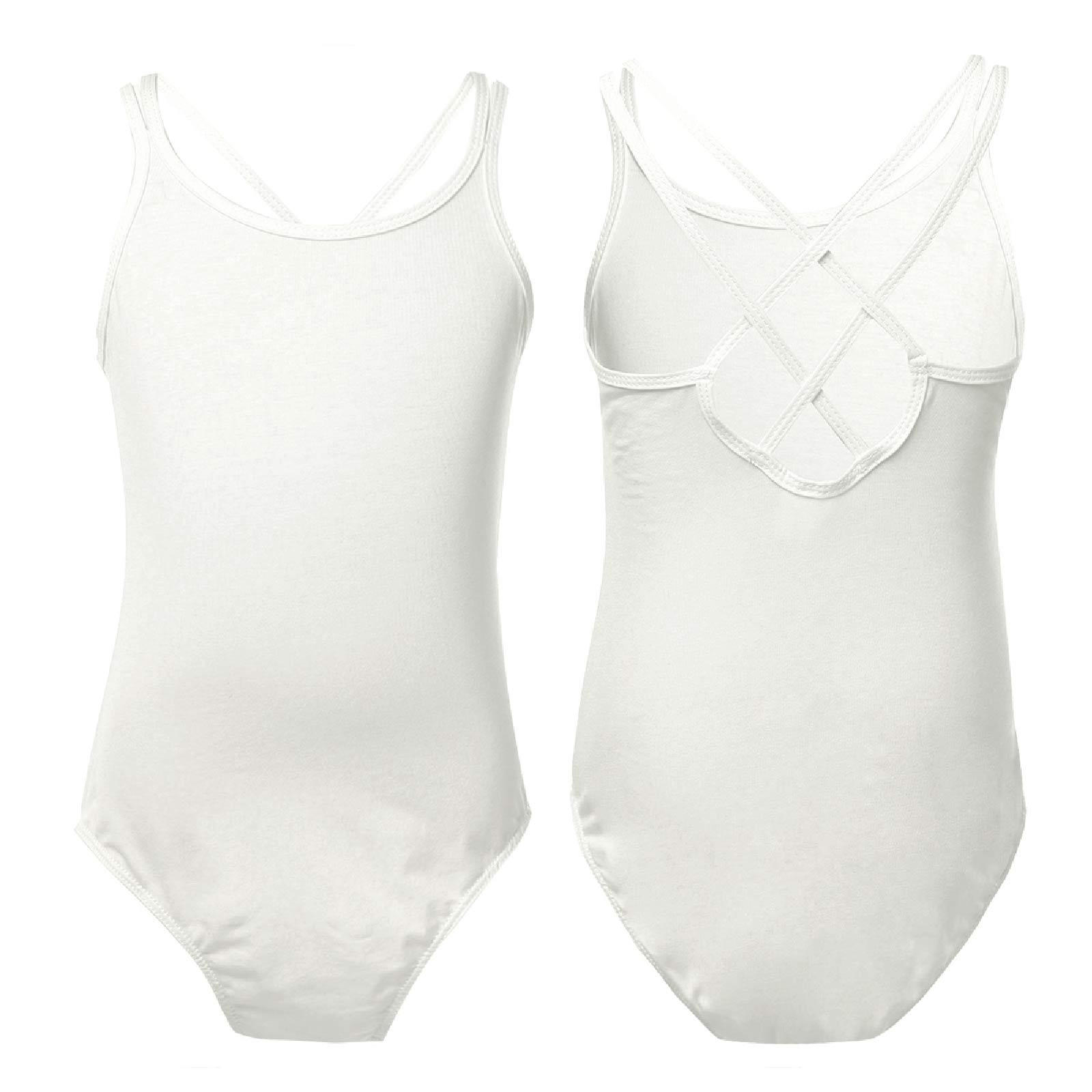 IEFiEL Peuter Meisje Ballet Gymnastiek Turnpakje Bodysuit Effen Katoen Ballerina Uitvoering Training Oefenkostuum 12-14 Years ivoor