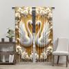 2pcs Elegant White Floral & Swan Curtains with Gold Accents – Rod Pocket Sheer for Living Room  Bedroom & Study   All-Season Decor