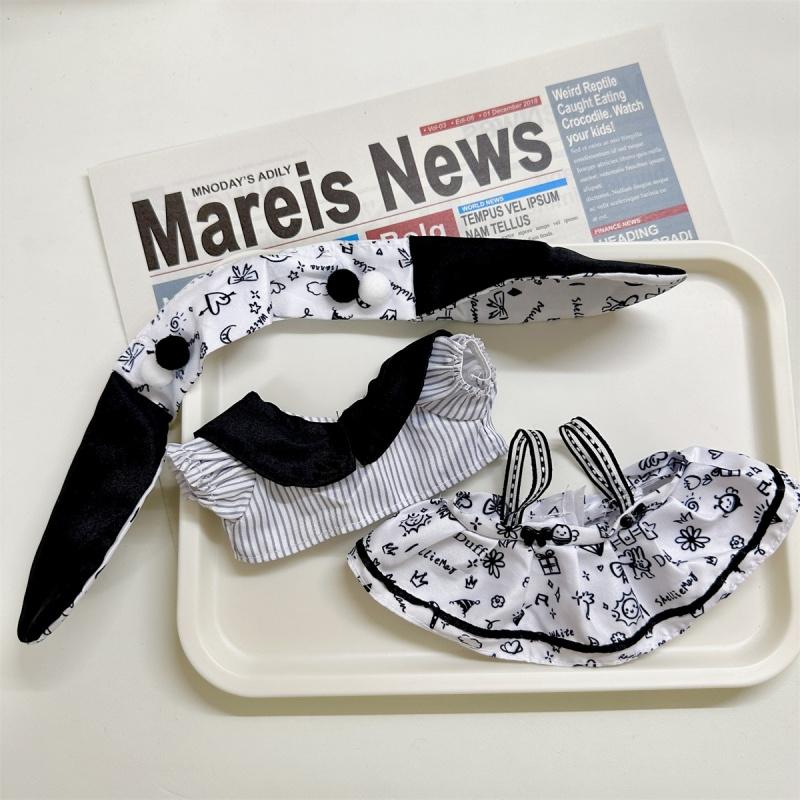 2025 New 20cm Plush Dolls Clothes Skirt with Headband Fashion 20cm Plush Doll Clothes Accessories