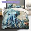 Vintage Octopus Pattern Bedding Quilt Set  Home Decoration  Gift (1 * duvet cover + 2 * pillowcase  without core)