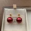 Ankara Red Pearl Earrings Earrings High Personality Versatile Festive Atmosphere Simple Generosity Light Luxury Earrings Women