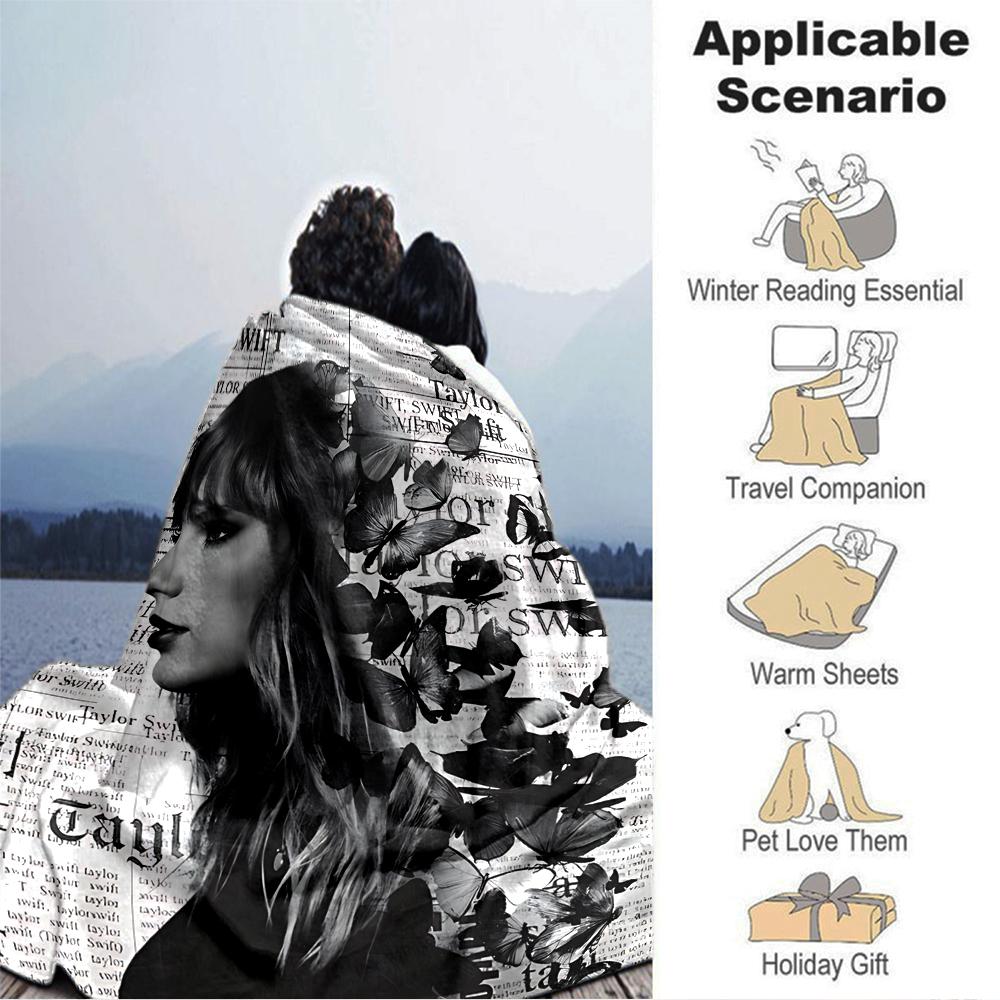 Taylor Swift Butterfly Collage Blanket Soft Throw Blanket For Home Bedroom Bed Sofa Travel Office Solid Christmas Blanket