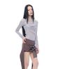 HALF DEVIL US Contour Shirring Cut-Out T-Shirt_Silver