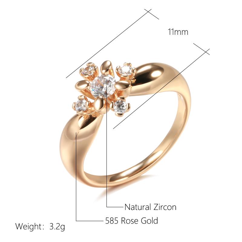 Rose Gold Color Crystal Flower Rings For Women Fashion Natural Zircon Wedding Bride Accessories Daily Fine Jewelry