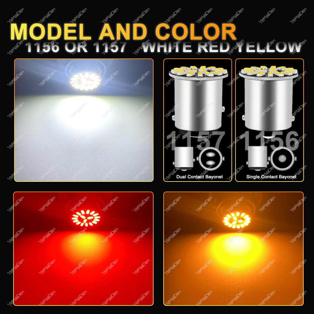 2/4/8/10/20 ADET BA15S 1156 BAY15D 1157 LED Ampuller 12V 4014-18SMD 6500K Beyaz Kırmızı Sarı Araba Sinyal Lambası Stop Park Lambaları Ampulleri 7