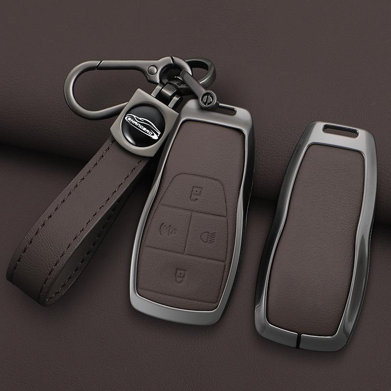 Crazy Horse Genuine Leather Auto Key Fob Case Cover Keyring Bag Fit For Baic X7 Bj40 Senova D50 D70 X55 X65 Eu5 Eu7 Remote Protector Key Ring Mount