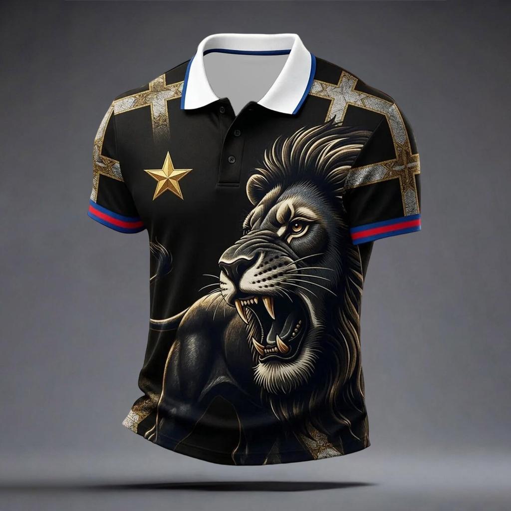 Men's Football Polo Shirt Classic Fit Short Sleeve Collar Button Placket Lightweight Breathable Sportswear for Casual Outdoor Activities