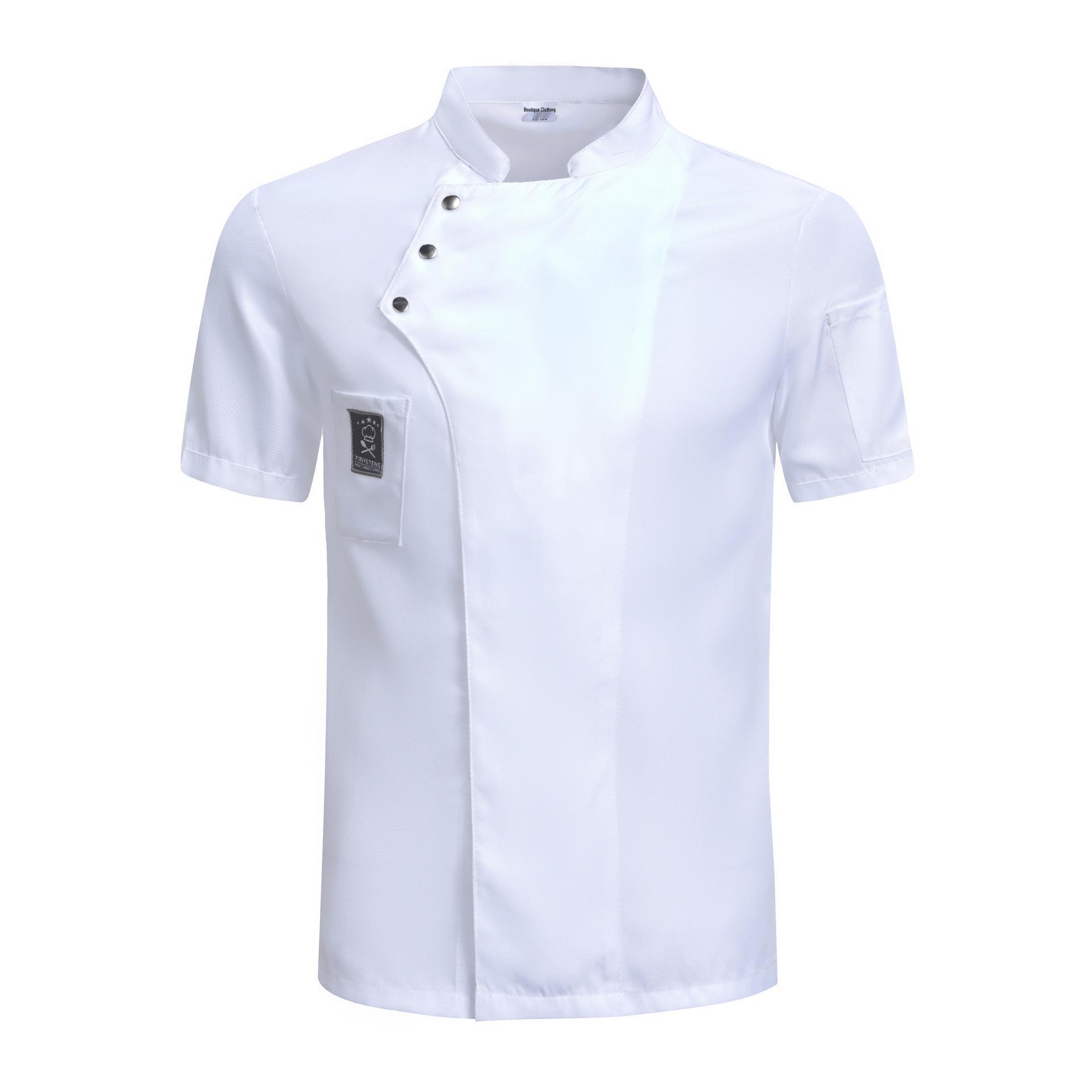 

Cross-Border Style Chef Uniform: Moisture-Wicking, Custom Logo, Summer Three-Button Workwear Top Custom Size