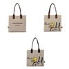 Large Capacity Panda Canvas Shoulder Bag Women Letter Cartoon Cute Tote Bag Street Fashion Shopping Bag