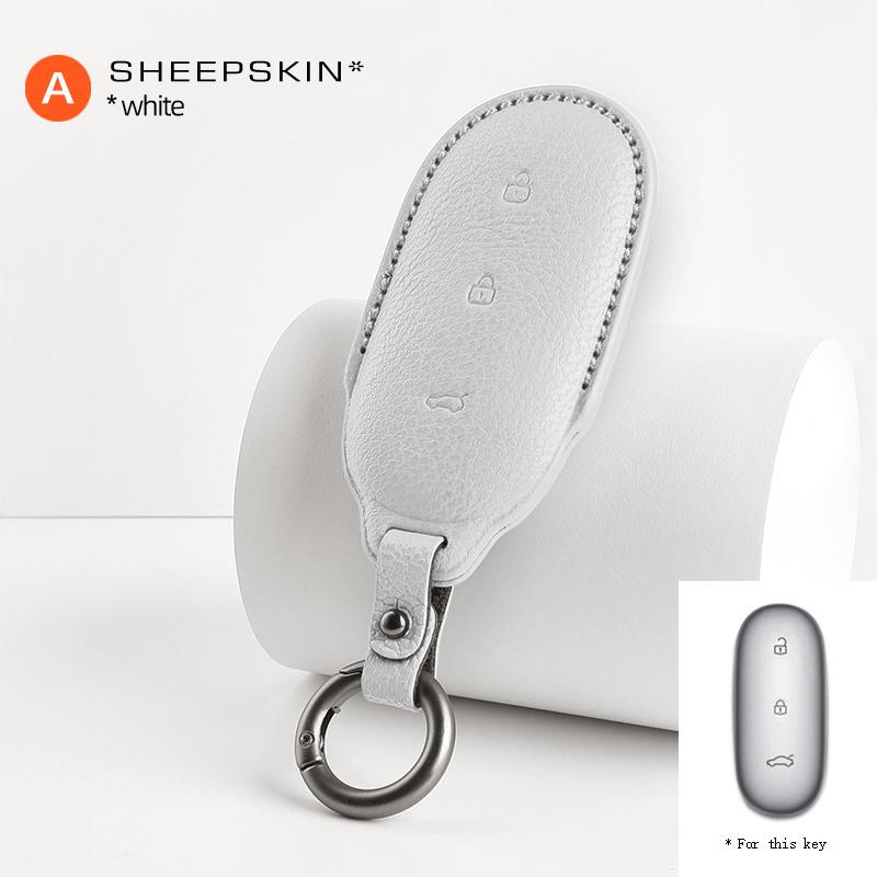 For Leading Ideal Lixiang L9 L8 L7 Car Key Case Smart Remote Keychain Sheepskin Cover Shell Alcantara Interior Protectors
