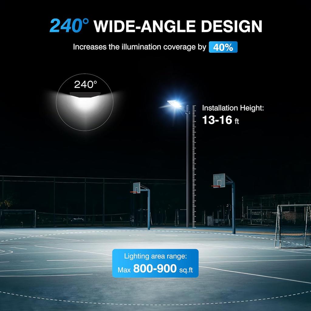 5000W Solar Street Light, IP66 Waterproof, 6500K Dusk to Dawn, LED Motion Sensor Flood Light with Remote Control for Outdoor Yar