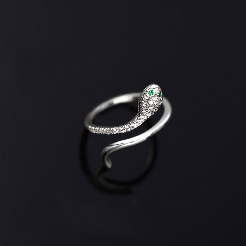 Colorful Zircon Snake-Shaped Adjustable Index Ring for Women Open Adjustable
