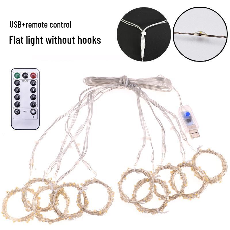 

Светодиодные гирлянды-занавесы из медной проволоки с USB и пультом, 8 режимов, 3x3 метра, водонепроницаемые для внутреннего/наружного рождественского декора. Bright Multicolor, 3x1m, 100 LEDs