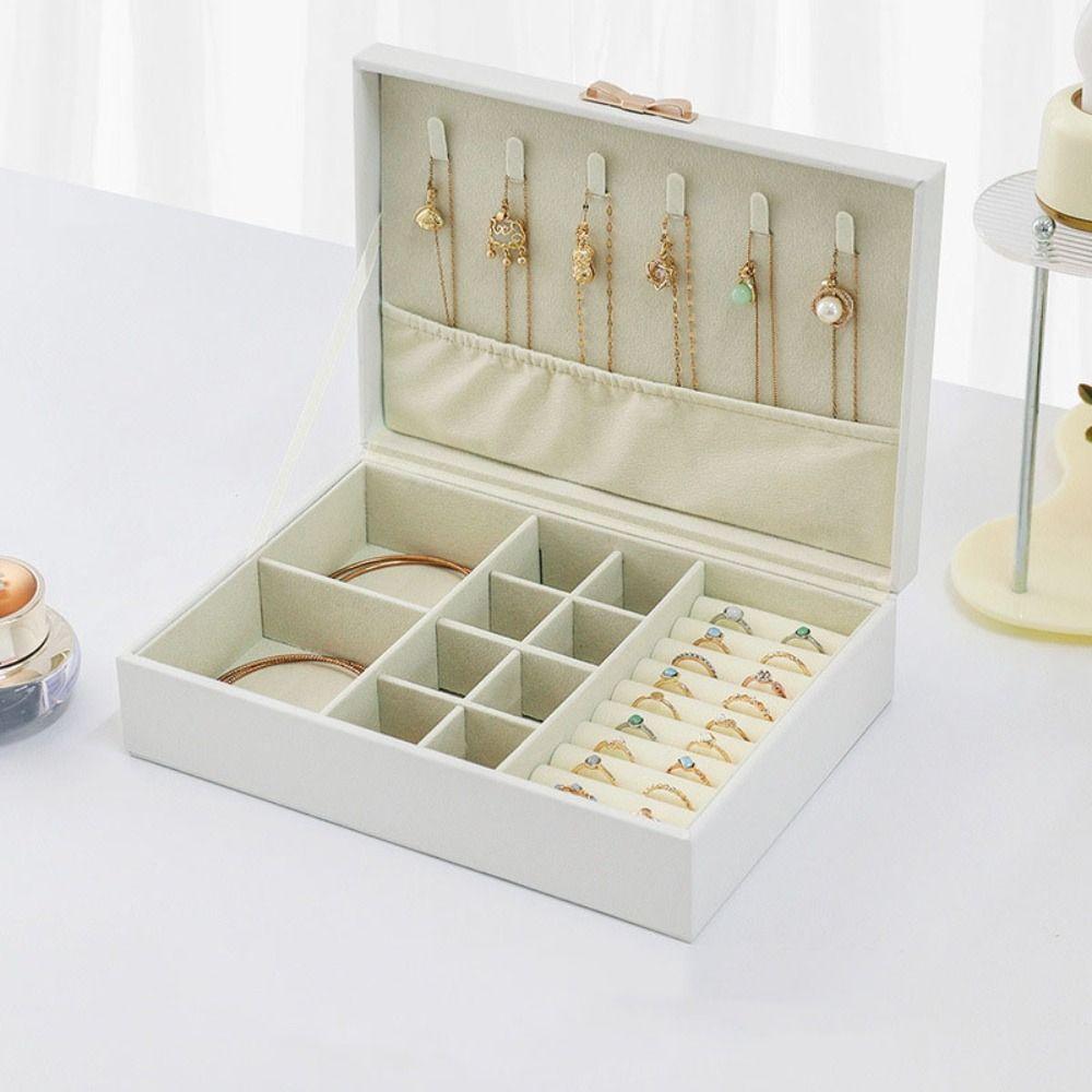 Rings Necklace Jewelry Storage Boxes Velvet Inner Bracelet Carrying Case Travel Use