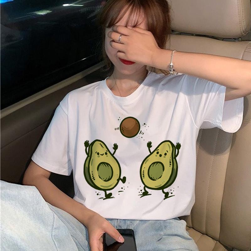 Avocado Vegan T Shirt Women Harajuku Funny Cartoon T-Shirt Ullzang Korean Style Small Fresh Tshirt 90S Fashion Top Tees Female