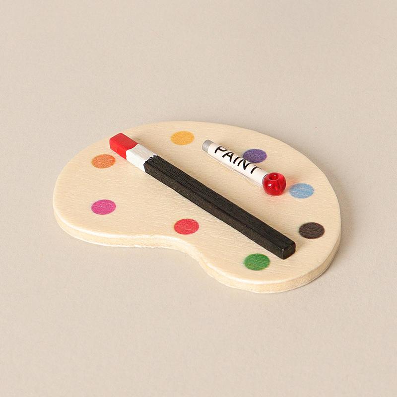 

1Set Dollhouse Miniature Furniture Easel Item Mini Palette/paint Pen Holder/oil Brush/oil Bottle/oil Painting Paper Accessories