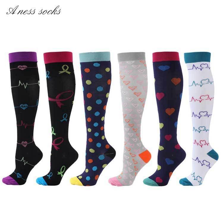 6 PAAR Kompressionssocken für Männer Frauen Laufen Krankenschwesternsocken Krankenschwestern Sport Damen Dame Damen Laufen Blumen Tier Frucht