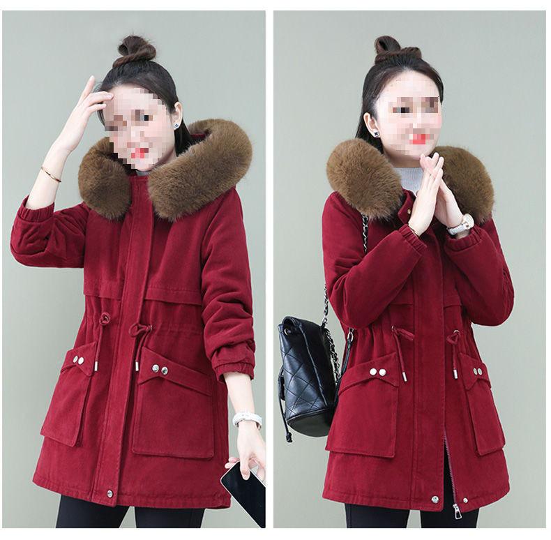 Women's Mid-Length Parka: Winter 2025 Edition - Loose Fit Lambswool & Velvet Padded Cotton Jacket