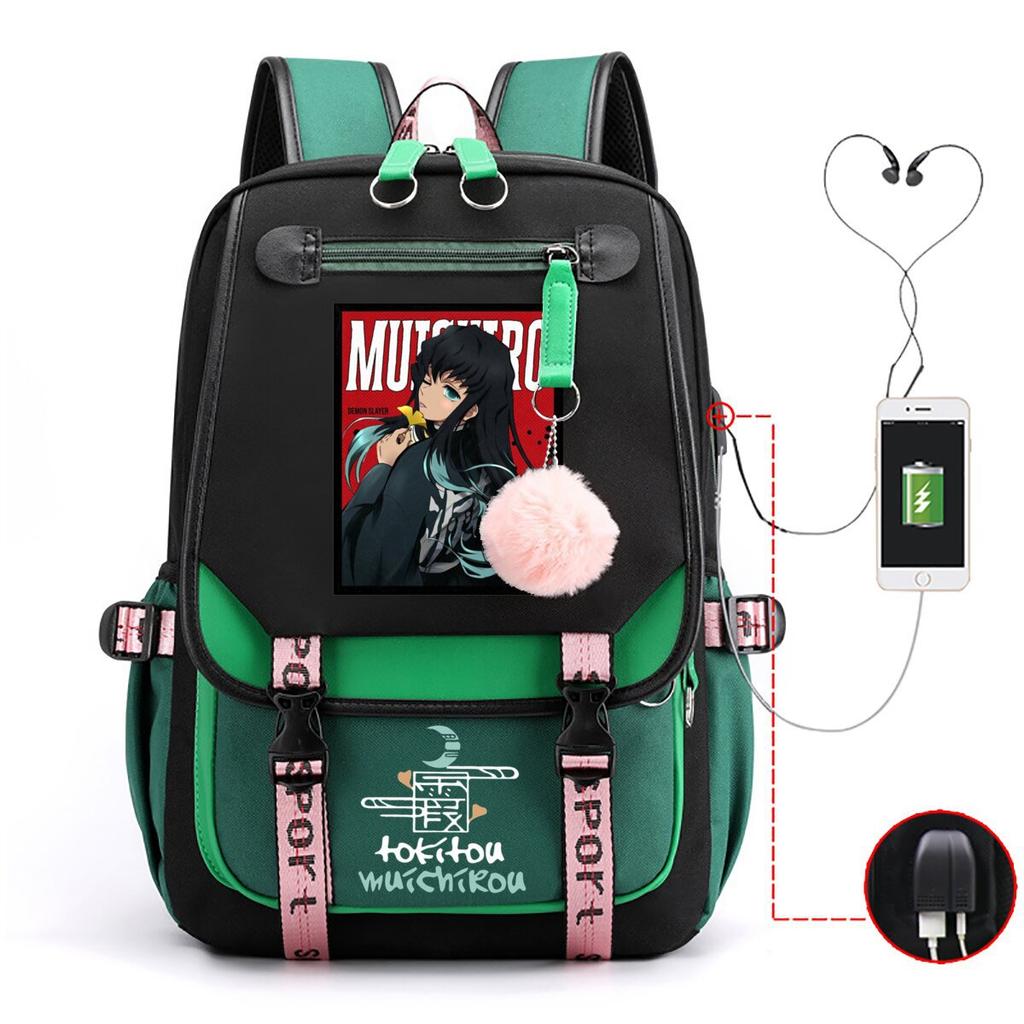 New Animation Schoolbag Children's Contrasting Colors Neutral Printed Primary and Secondary School Students Leisure Backpack with USB Port