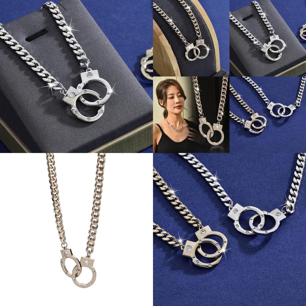 Chic Unisex Titanium Steel Handcuff Necklace With Musical Notes And Shapes For Bold Fashion Statements