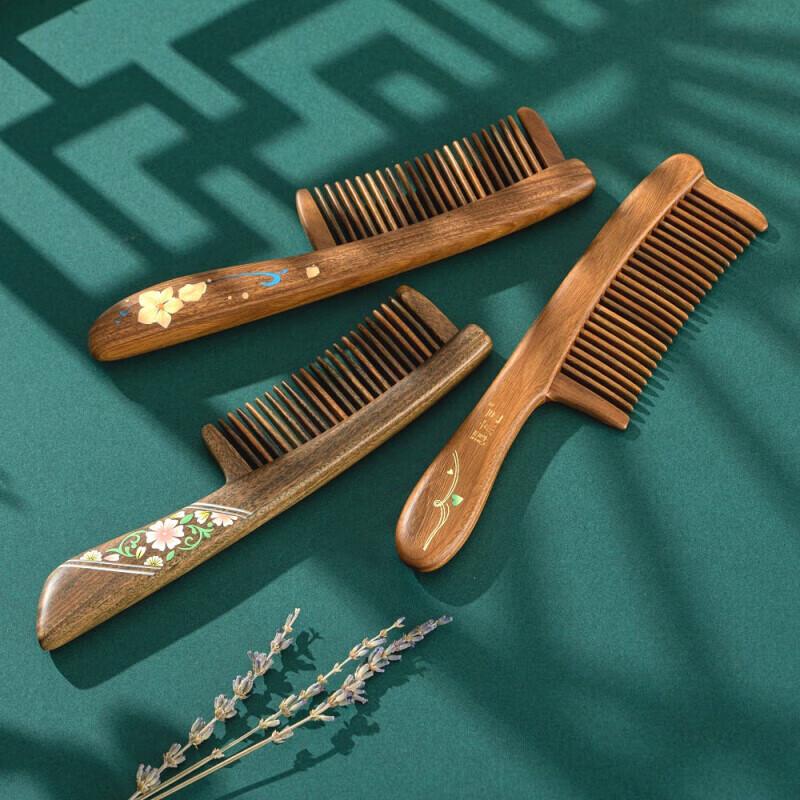 Tan Mujiang Green Sandalwood Hair Comb Gift Set