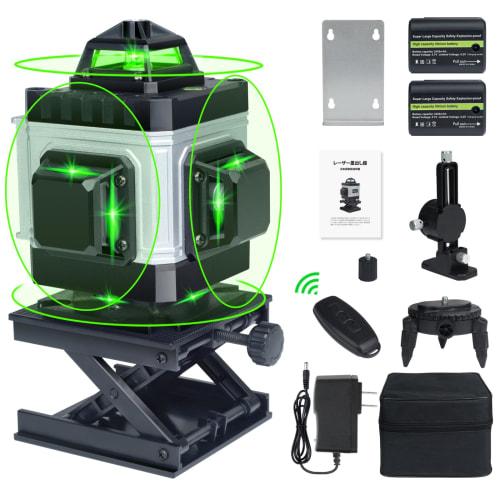 POXITY Green Laser Level, 4x360 16-Line Full-Line Laser Level, High Brightness, High Precision, Automatic Correction, Receiver Compatible, Remote Con