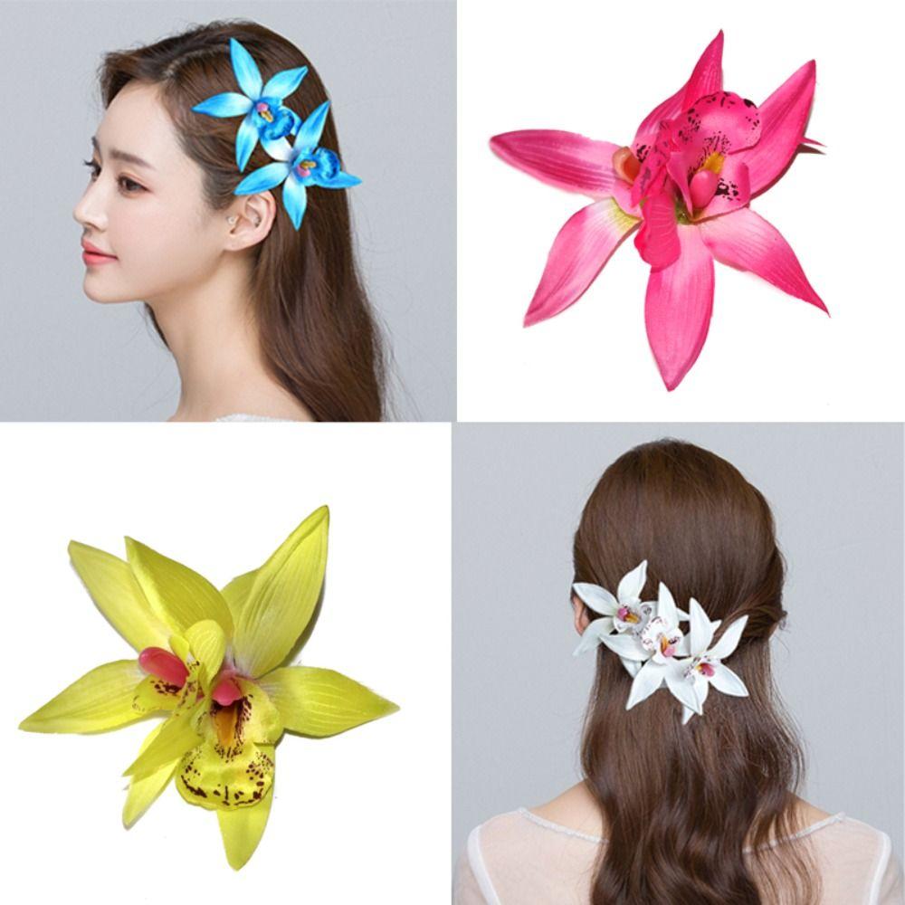 Flower Orchid Duckbill Clip Cloth Korean Style Hairpins Creative Simulation Flower Hair Clip  Party