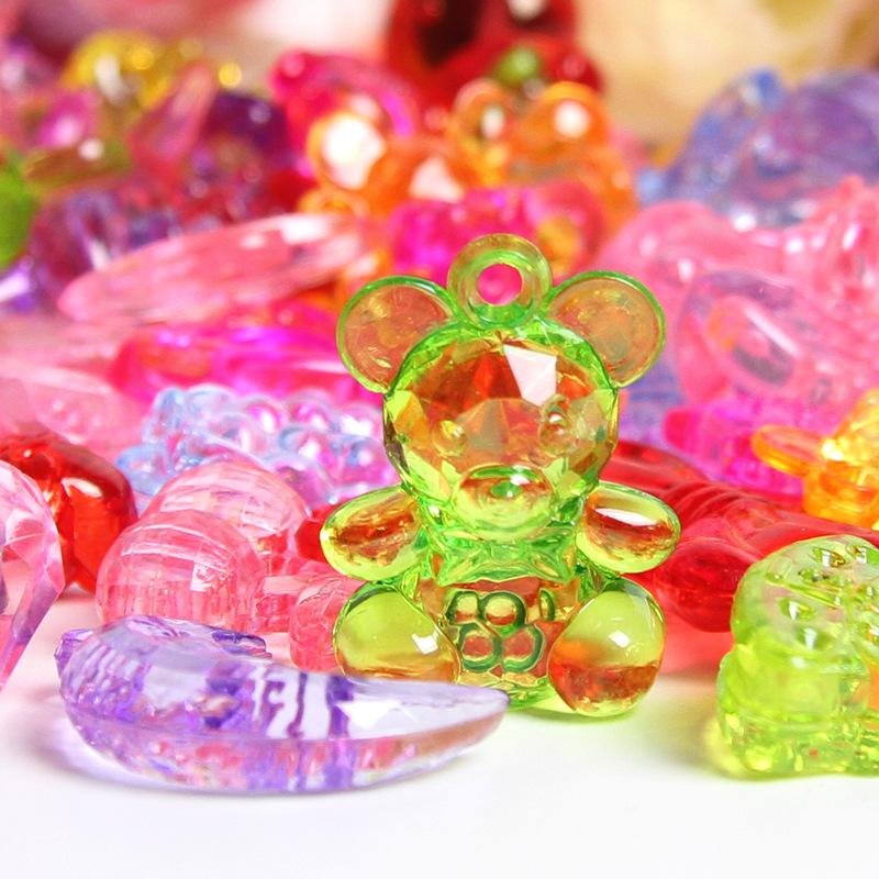 Children's Imitation Crystal Gemstone Toy Diamond Acrylic Creative DIY Beads with Crystal Rope for Kids Girls Gift