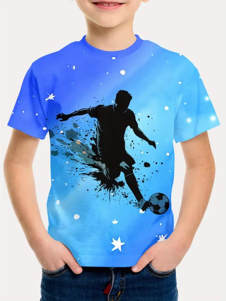 T-shirt pour Enfants Mode Impression 3D Été Manches Courtes Personnalisé Hip-Hop Confortable Col Rond Haut de Sport
