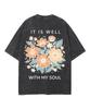 Christian Faith T Shirt It Is Well With My Soul Orange Wildflower Pattern Front Back Print Vintage Washed Short Sleeve Men Women