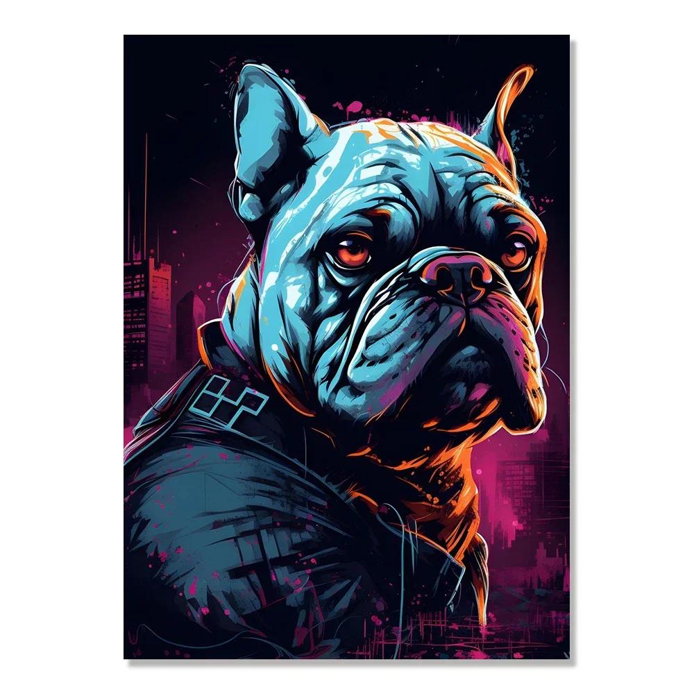 Cyberpunk Style Future Fantasy Lion Monkey Agent Animal Poster Wall Art Canvas Painting for Living Room Home Decoration