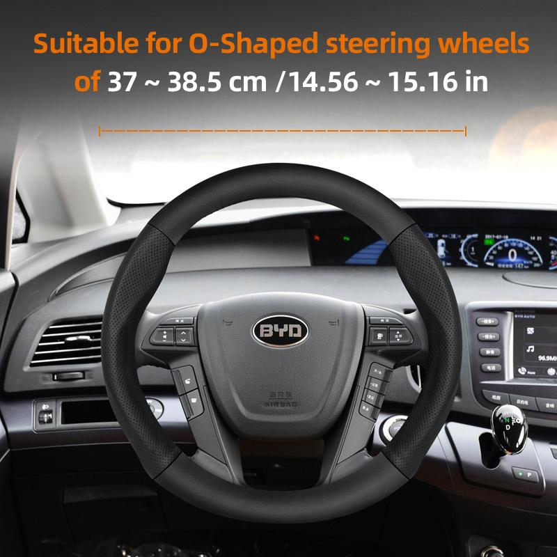 Suitable for Byd Breathable Leather Matte Carbon Fiber Texture Steering Wheel Cover Suitable for Dolphin Mini Seal Atto 3 King Shark 6 Song Pro