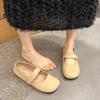 Fashion temperament round head versatile flat bottom shallow mouth single shoes women's 2025 new spring and autumn soft sole Velcro Mary Jane shoes