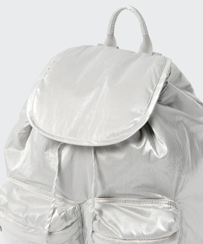 Musinsa Standard Woman Shiny Flap Mini Backpack [Silver]