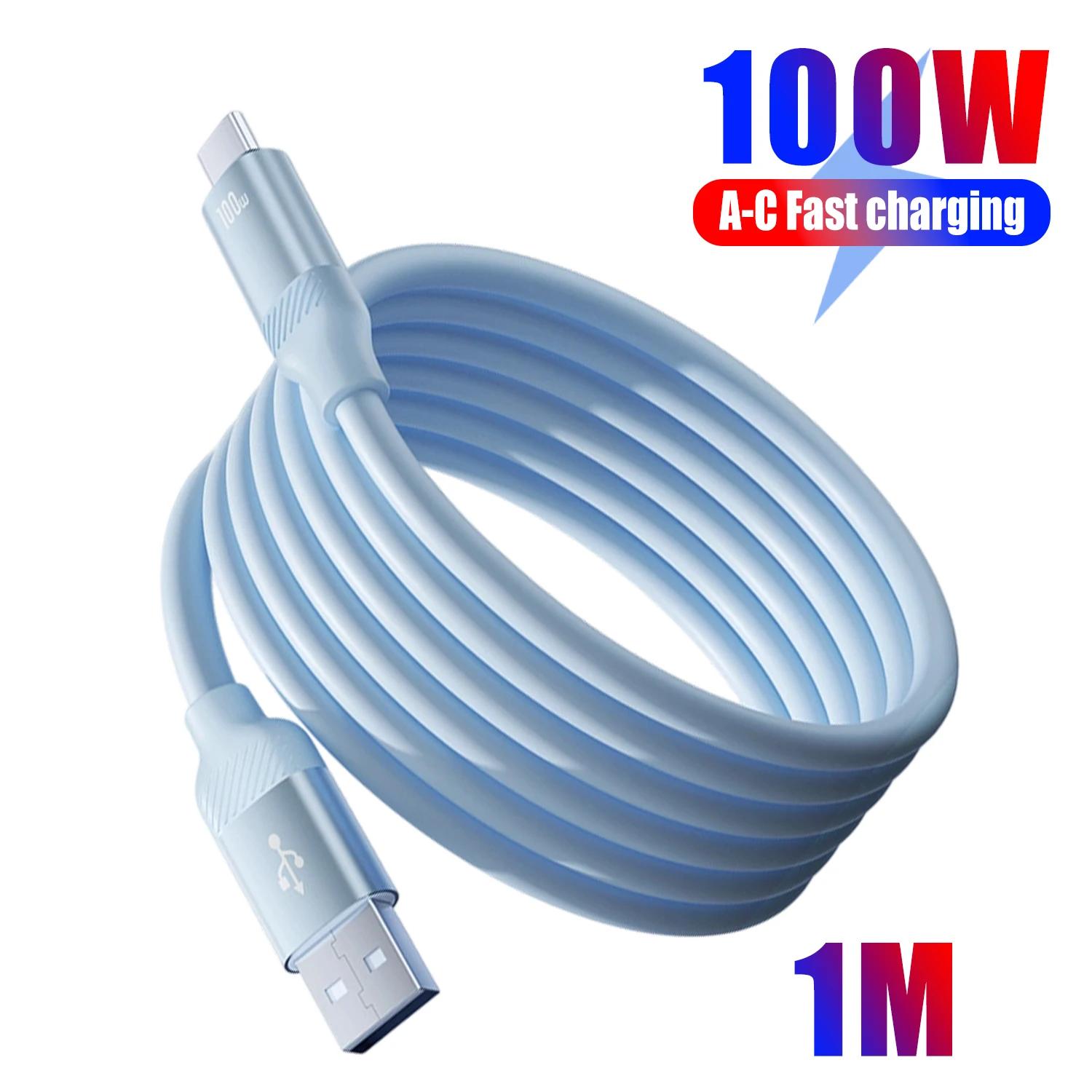 

Кабель быстрой зарядки 100 Вт Type C на USB A, Data Cord Wire для iPhone Huawei Samsung Xiaomi OPPO Vivo Смартфонов, Быстрая зарядка 1m