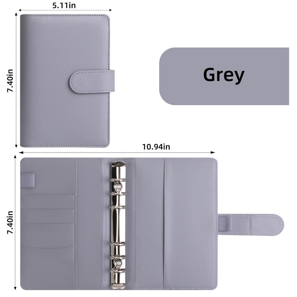A6 Macaron PU Leather Zipper Budget Notebook with Detachable Loose-Leaf Pages