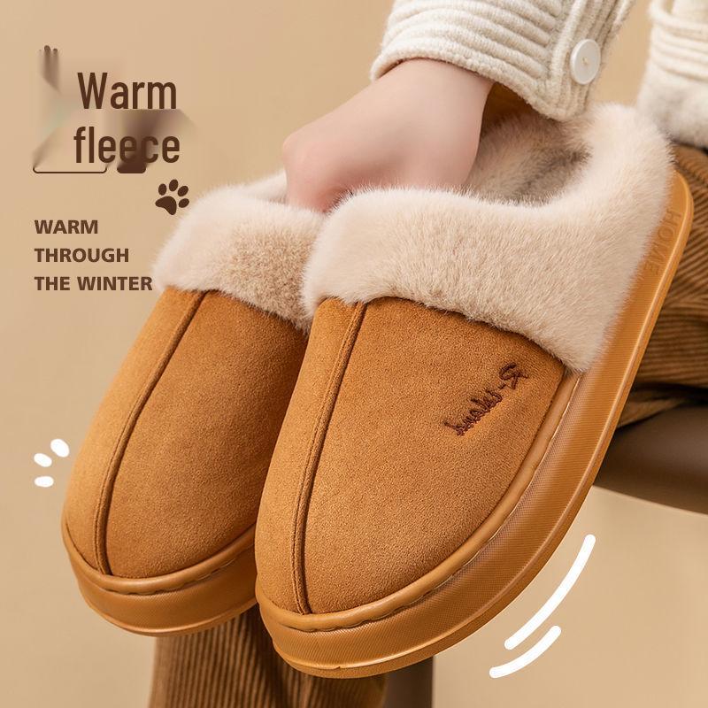 Women's & Men's Suede Cotton Slippers - Non-slip, Plush, Warm, Thick Sole for Indoor Use - Perfect for Autumn & Winter.