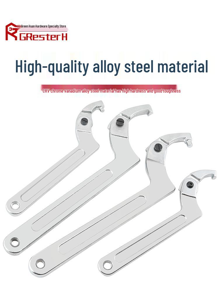 Adjustable Crescent Wrench Hook for Cylinder, Round Nut, Water Meter, Motorcycle Shock Absorber Adjustment