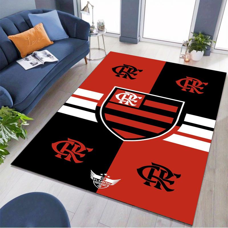 Flamengo Club Crest Red Black Print Area Rug Brazil Soccer Non‑Slip Rectangular Floor Mat Football Fan Bedroom Gaming Room Home Decor Rug