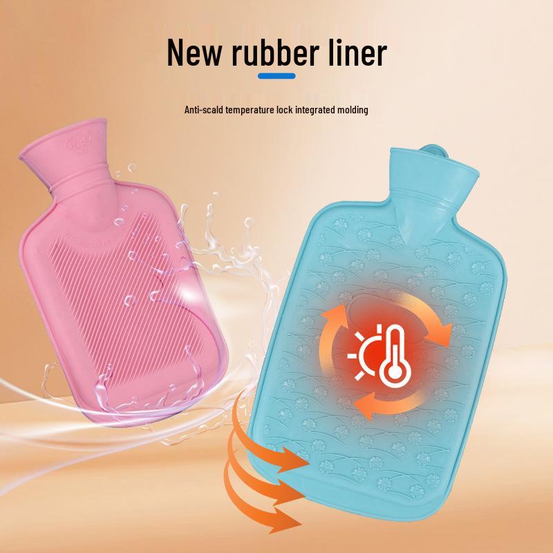 500ml Cartoon Print Hot Water Bottle with Thick Cloth Cover - Old-Fashioned Hand Warmer