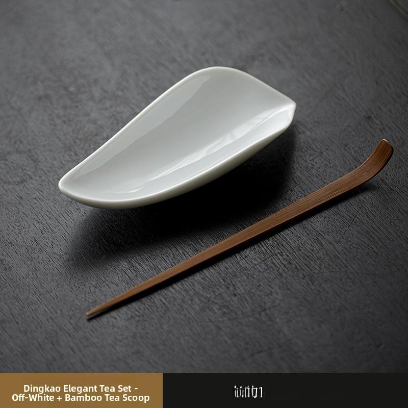 Ceramic Tea Set Bamboo Tea Spoon Gongfu Tea Accessories Home Use Tea Bowl Tea Brewing Tool Traditional Chinese Style